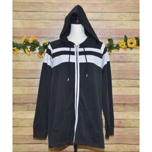 AVX Women's 26W Black & White Athletic Zip Up Hoodie Jacket Pockets Casual Warm